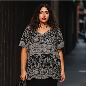 NWT Rosriss Women Top Plus 26W Paisley Dark Romantic Work Artsy Lightweight Boho